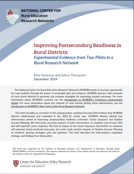 Improving Postsecondary Readiness in Rural Districts: Experimental Evidence from Two Pilots in a Rural Research Network